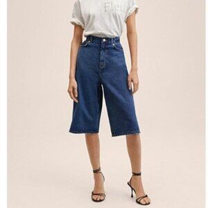 Mango Women's Wide Leg Denim Shorts Size XXS